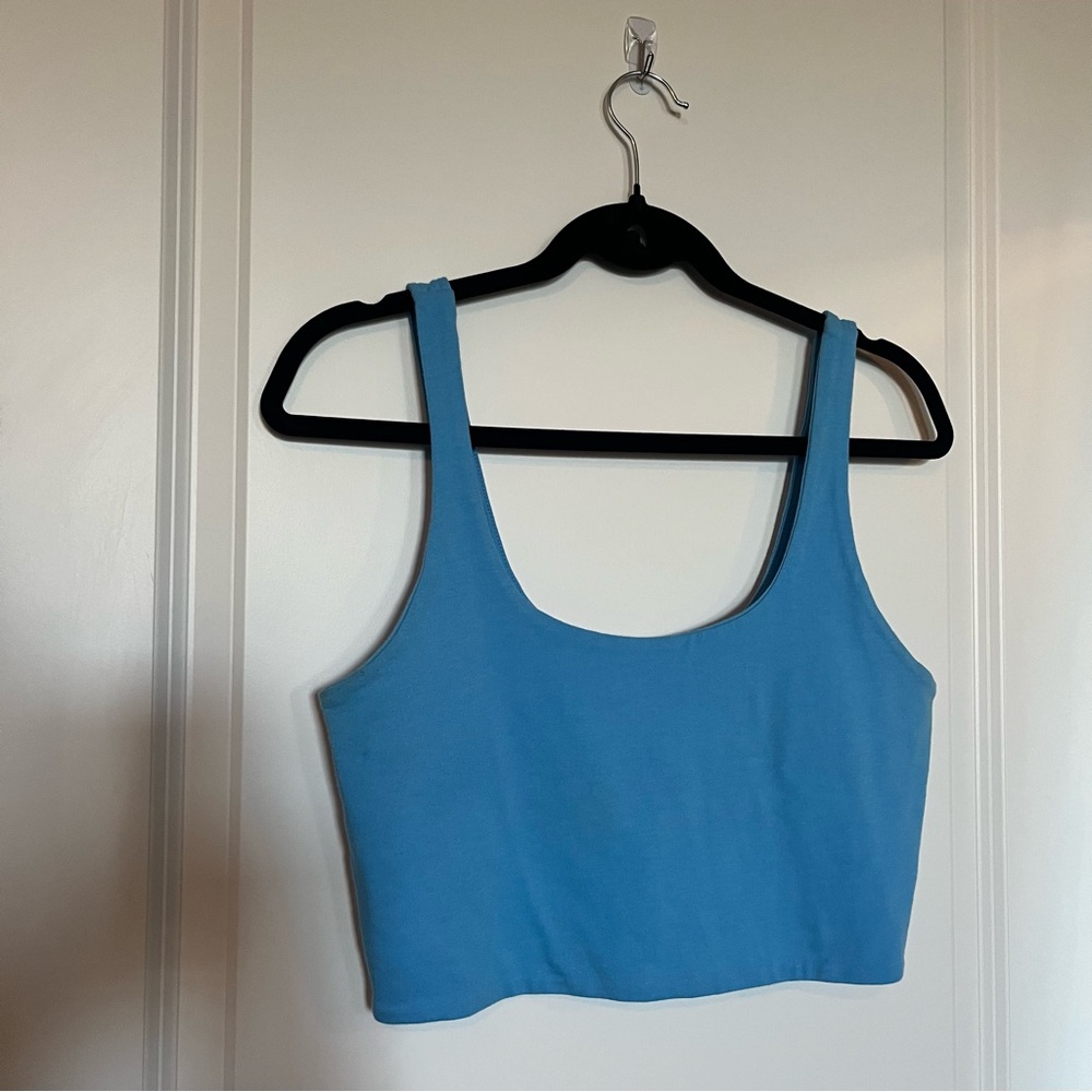 Bright Blue Scoop Neck Cropped Tank Top